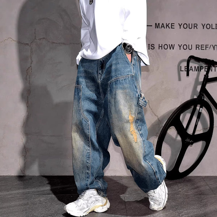 Vintage Patch Baggy Cargo Jeans