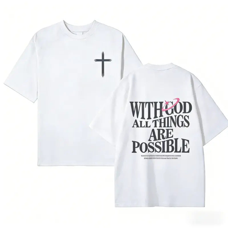 Faith and inspirational slogan short-sleeved shirt