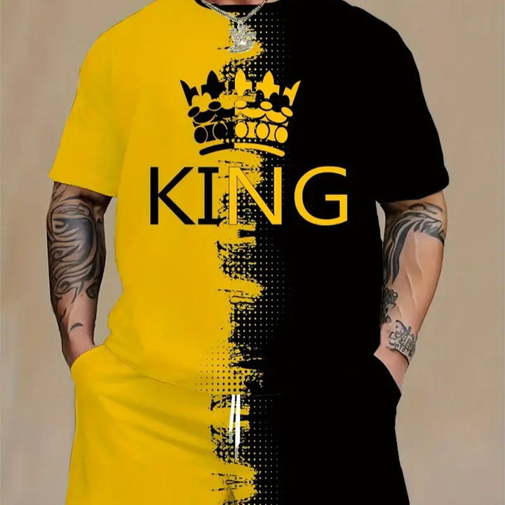 Crown Print Men 2-Piece Casual Set