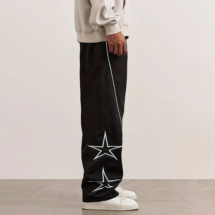 Drawstring casual street style straight leg pants