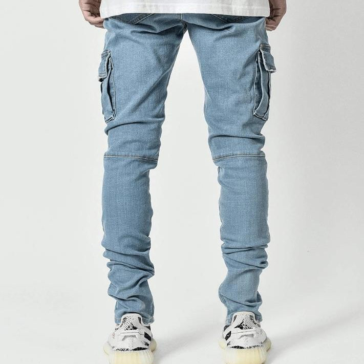 Men Stacked Cargo Skinny Jeans