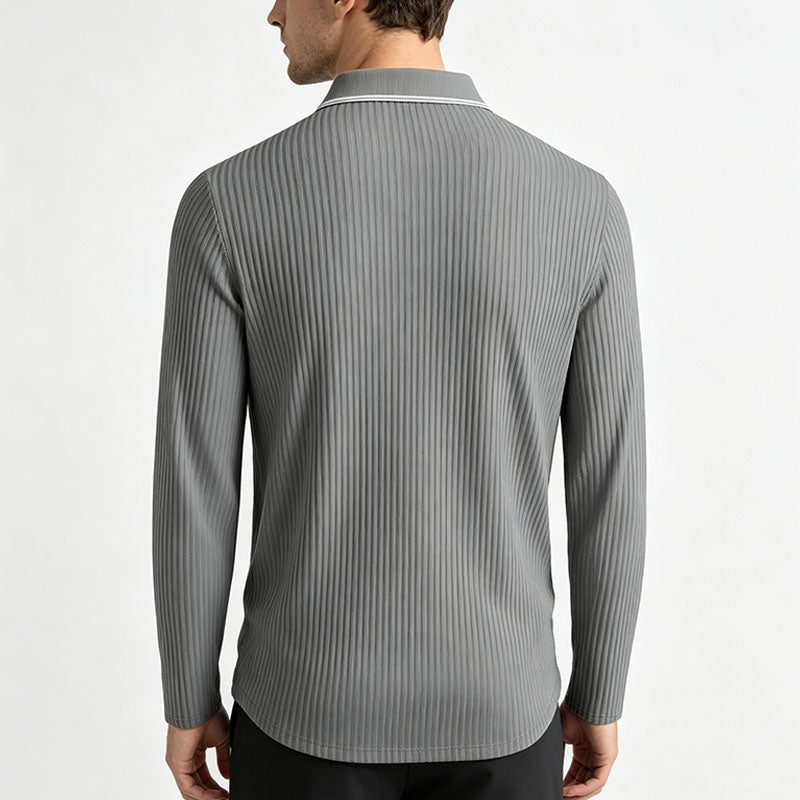 Casual Long-Sleeve Polo Shirt with Collar