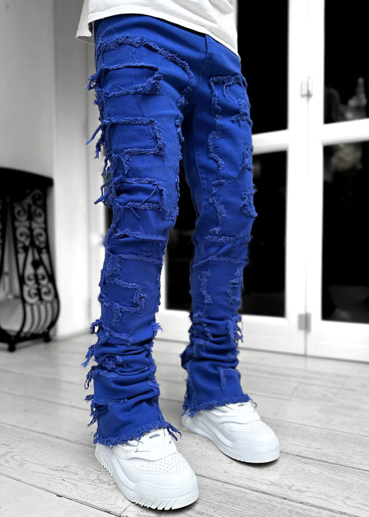 Stretch patch straight leg jeans