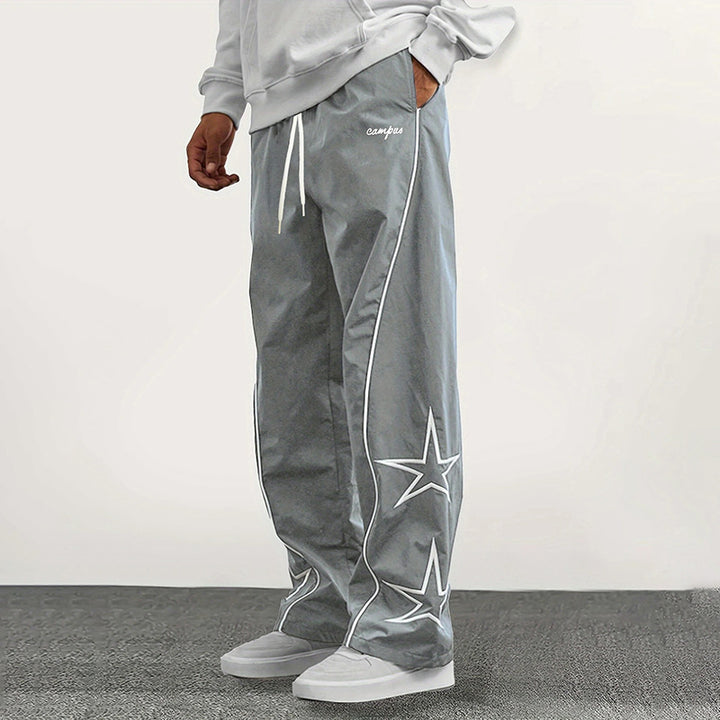 Drawstring casual street style straight leg pants
