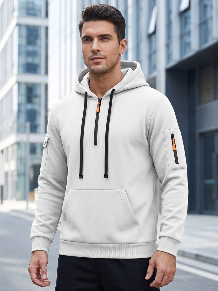 Men Drawstring Hooded Pullover