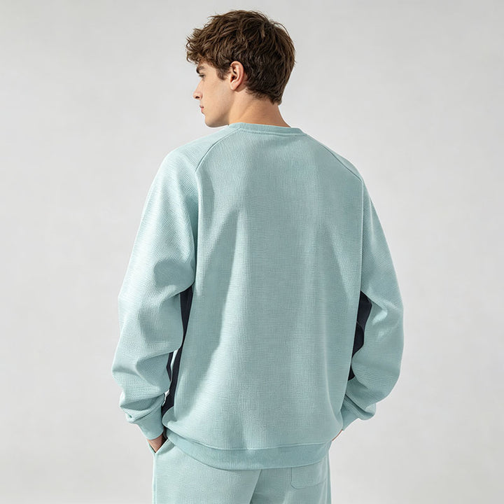 Crew-neck color-block panel sweatshirt