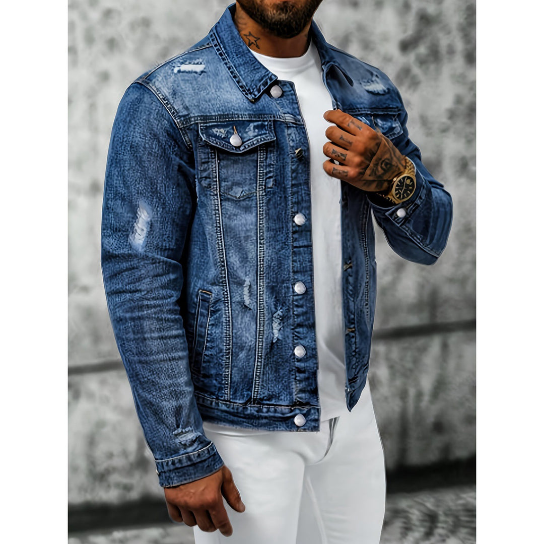 Collared button-front denim jacket