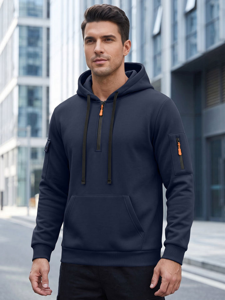 Men Drawstring Hooded Pullover