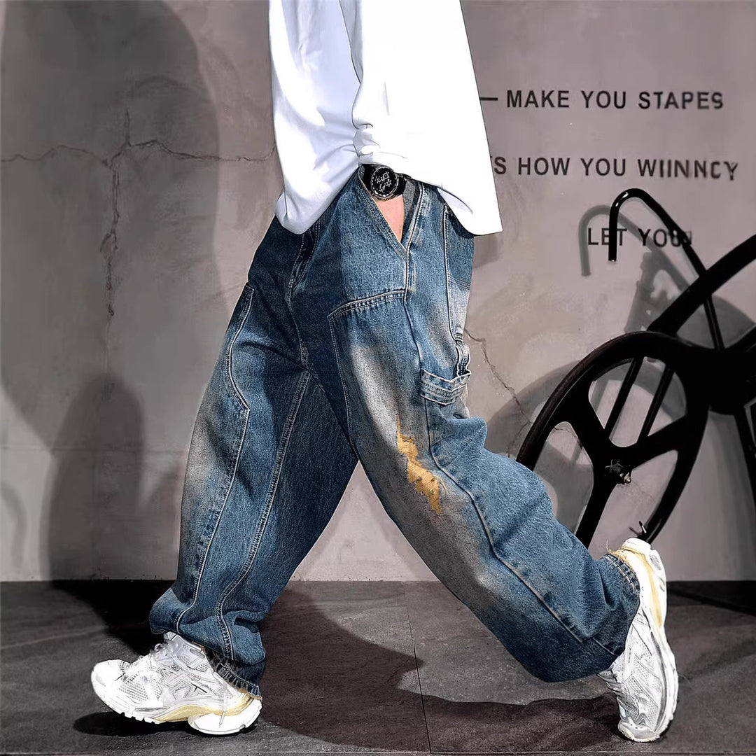 Vintage Patch Baggy Cargo Jeans