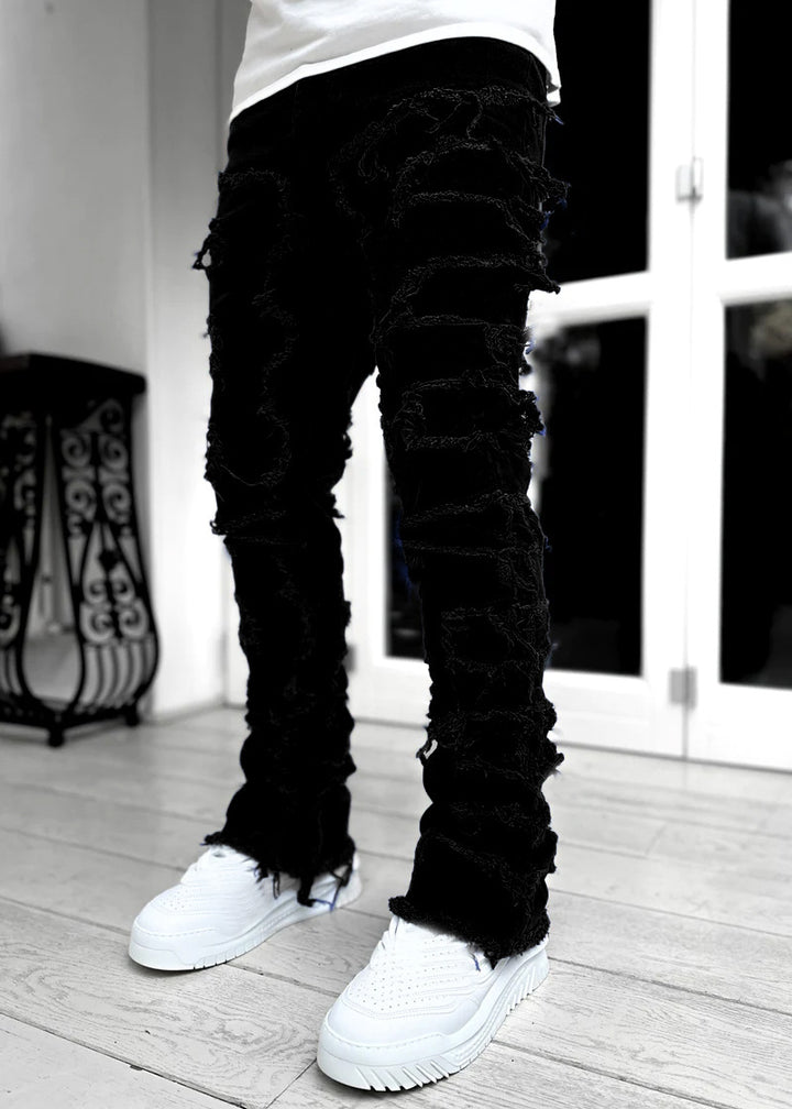 Stretch patch straight leg jeans