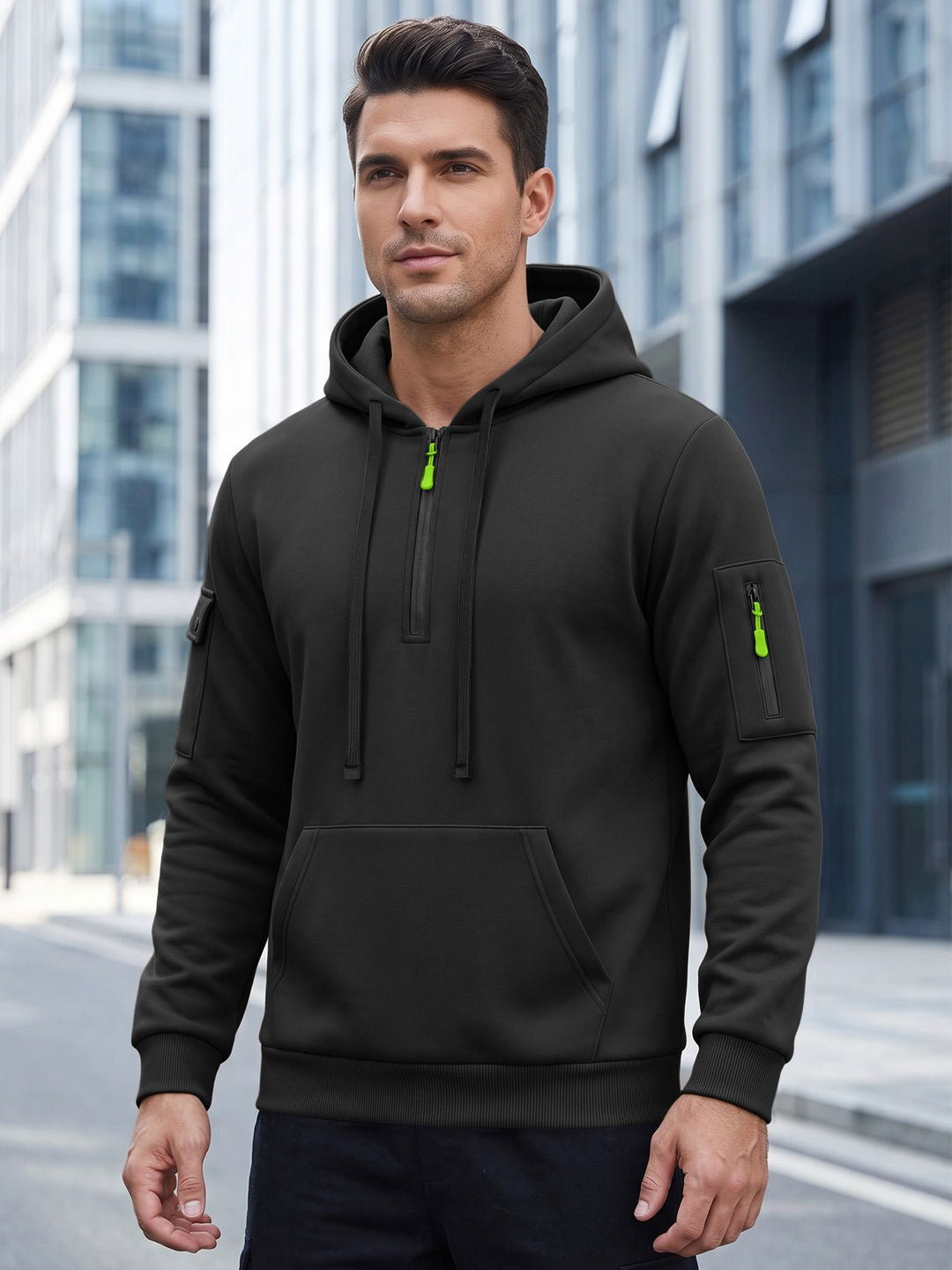 Men Drawstring Hooded Pullover