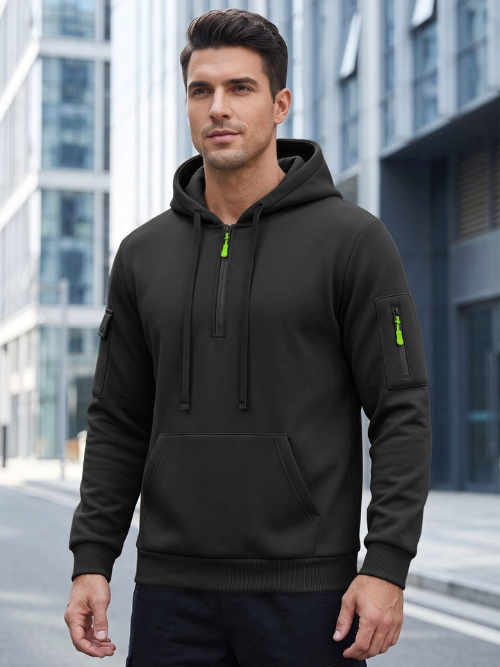 Men Drawstring Hooded Pullover