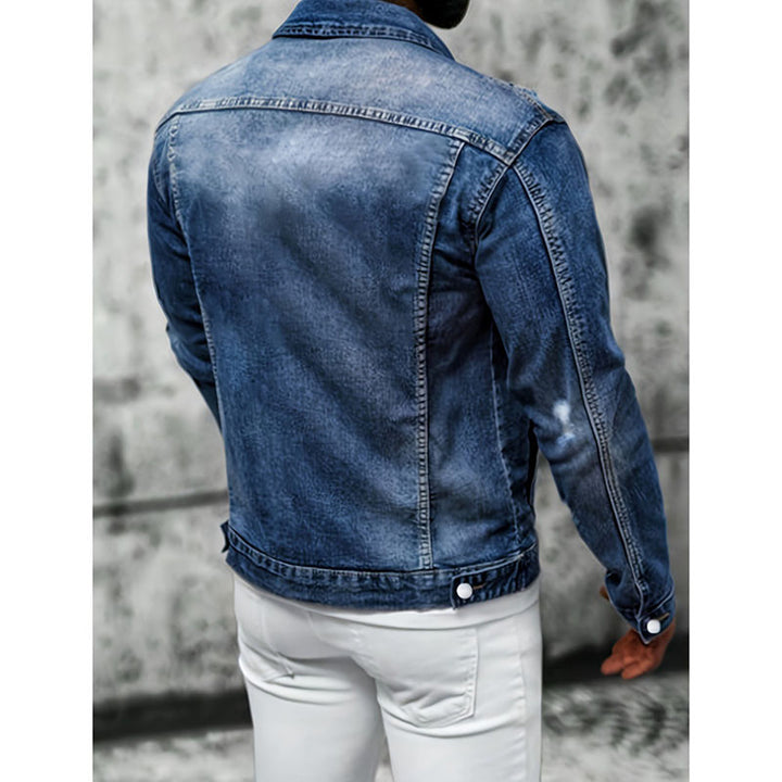 Collared button-front denim jacket