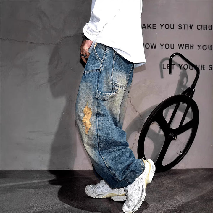 Vintage Patch Baggy Cargo Jeans