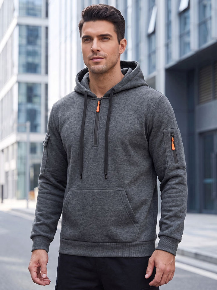 Men Drawstring Hooded Pullover