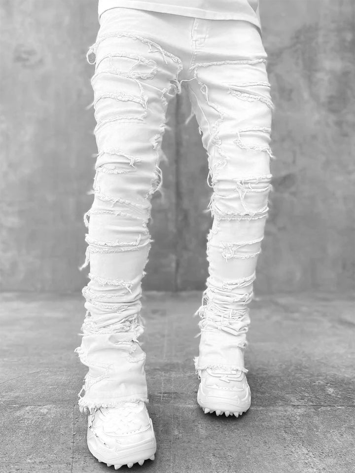 Stretch patch straight leg jeans