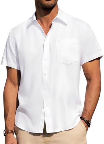 Casual linen button-down wrinkle-free short-sleeved shirt