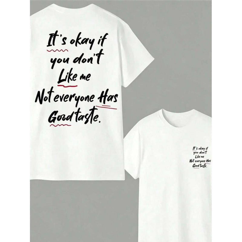 Fun retro satirical quote print casual crew neck short-sleeved T-shirt
