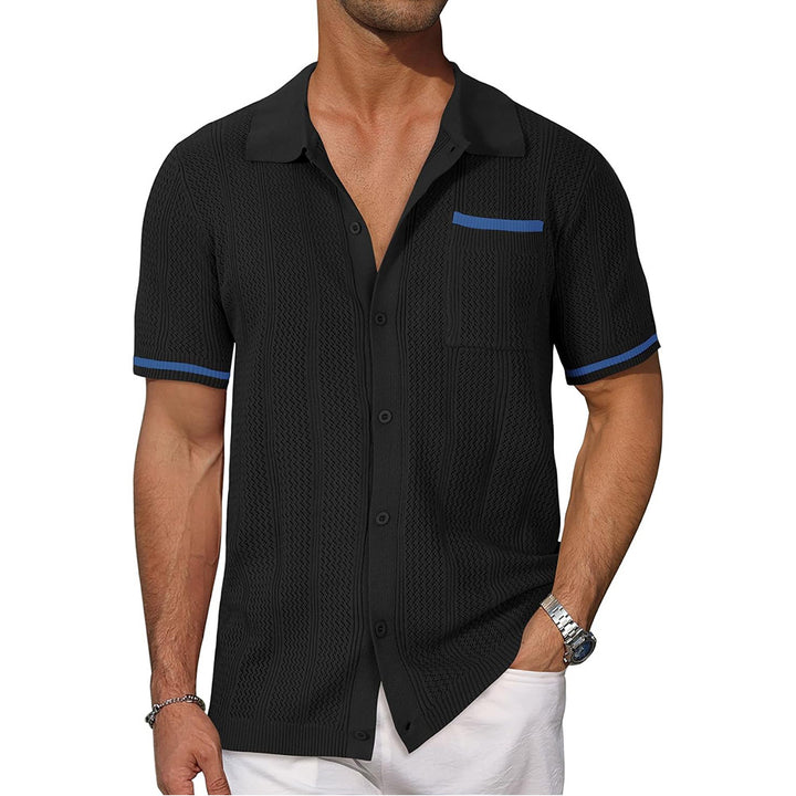 Casual openwork breathable suit collar cardigan short sleeve