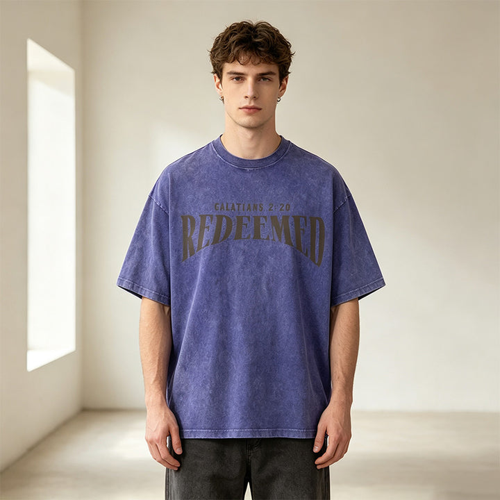 Washed double-sided print T-shirt