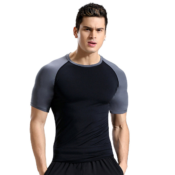 Summer High Elastic Quick-Drying Sports Tight-Fitting Short-Sleeve T-Shirt