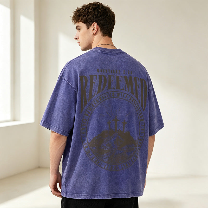 Washed double-sided print T-shirt