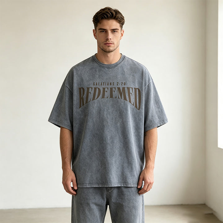 Washed double-sided print T-shirt