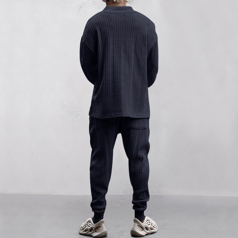 Cable Knit V Neck Sweater Jogger Set