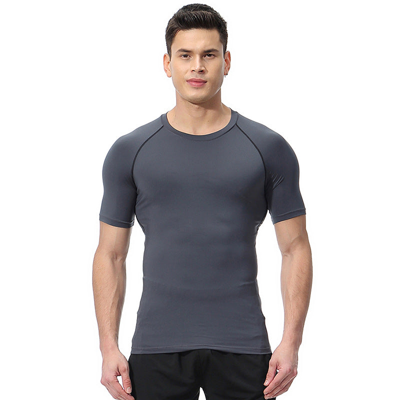 Summer High Elastic Quick-Drying Sports Tight-Fitting Short-Sleeve T-Shirt