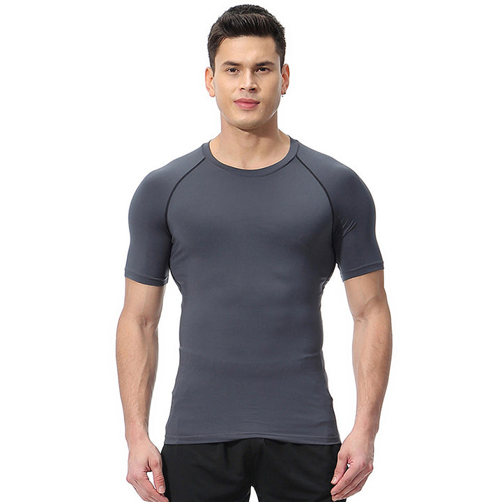 Summer High Elastic Quick-Drying Sports Tight-Fitting Short-Sleeve T-Shirt