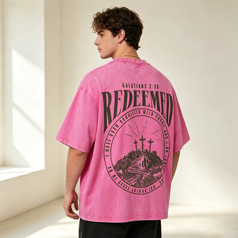 Washed double-sided print T-shirt