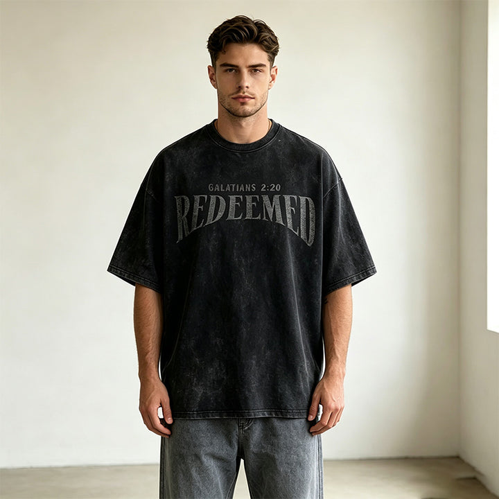 Washed double-sided print T-shirt