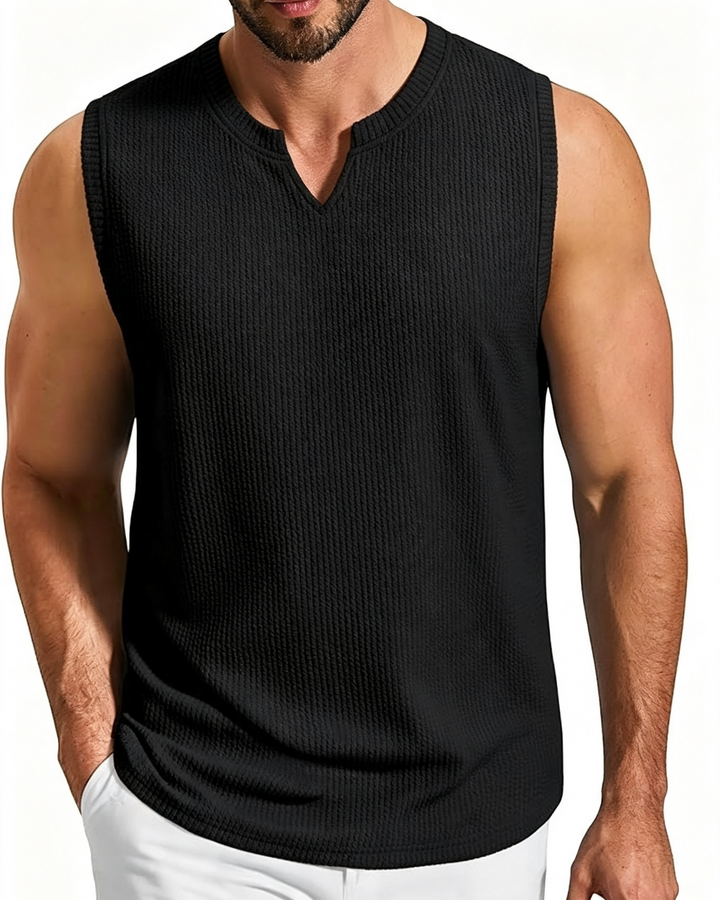 Mens Textured Sleeveless Casual Tank Shirt