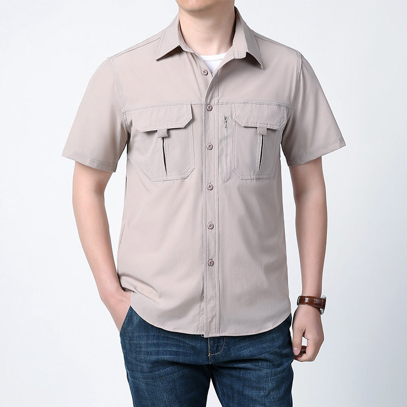 Quick-drying workwear casual short-sleeved shirt