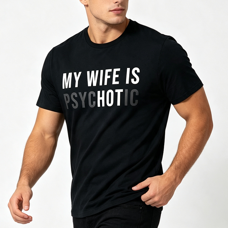 Funny Husband Gift Cotton T-Shirt – Psychotic Humor Quote