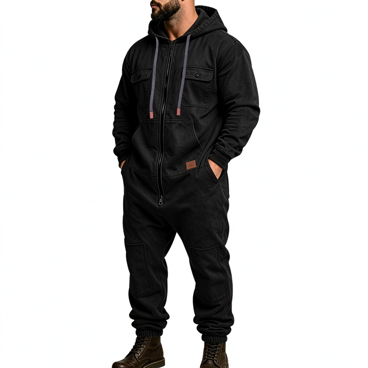 Fully zippered multi-pocket hip-hop jumpsuit