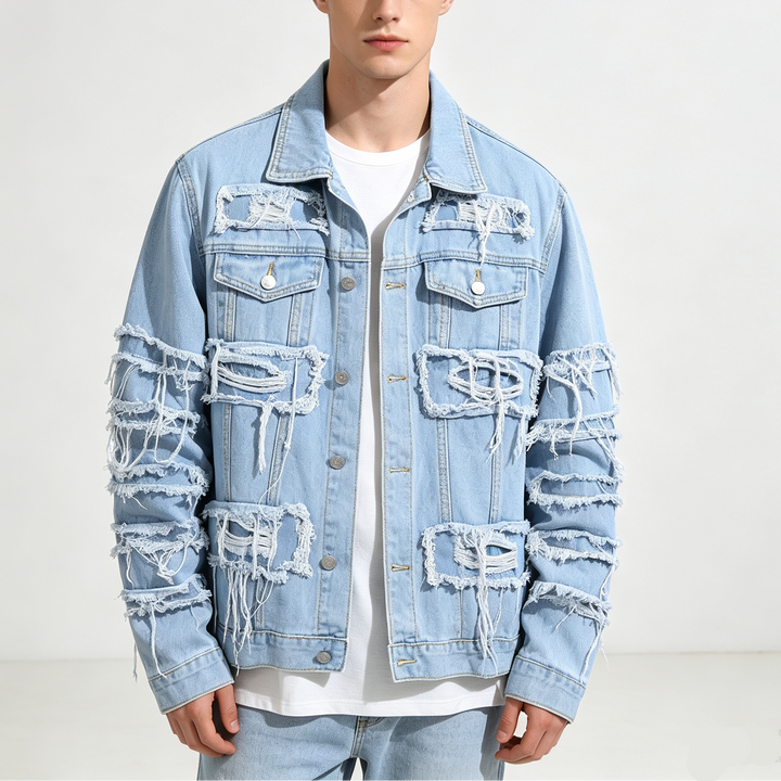 Casual Men Destroyed Denim Jacket