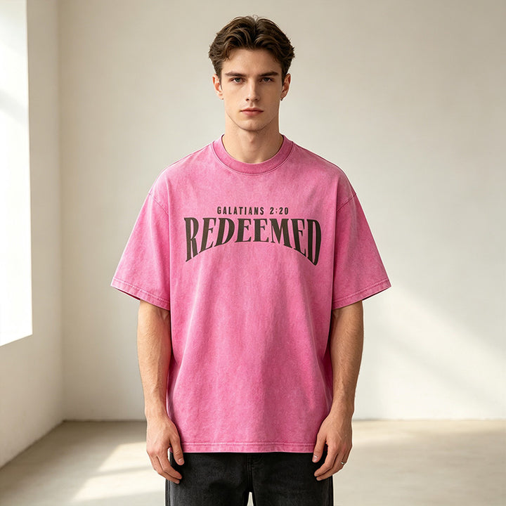 Washed double-sided print T-shirt