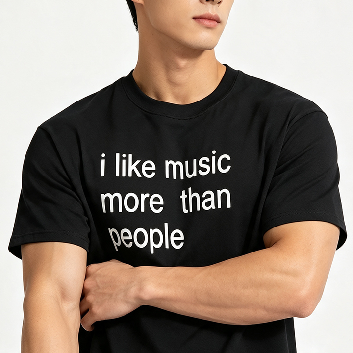 Funny Quote Unisex Cotton T-Shirt – I Like Music More Than People