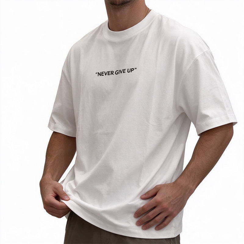 Men Motivational Slogan Short Sleeve Casual Tee