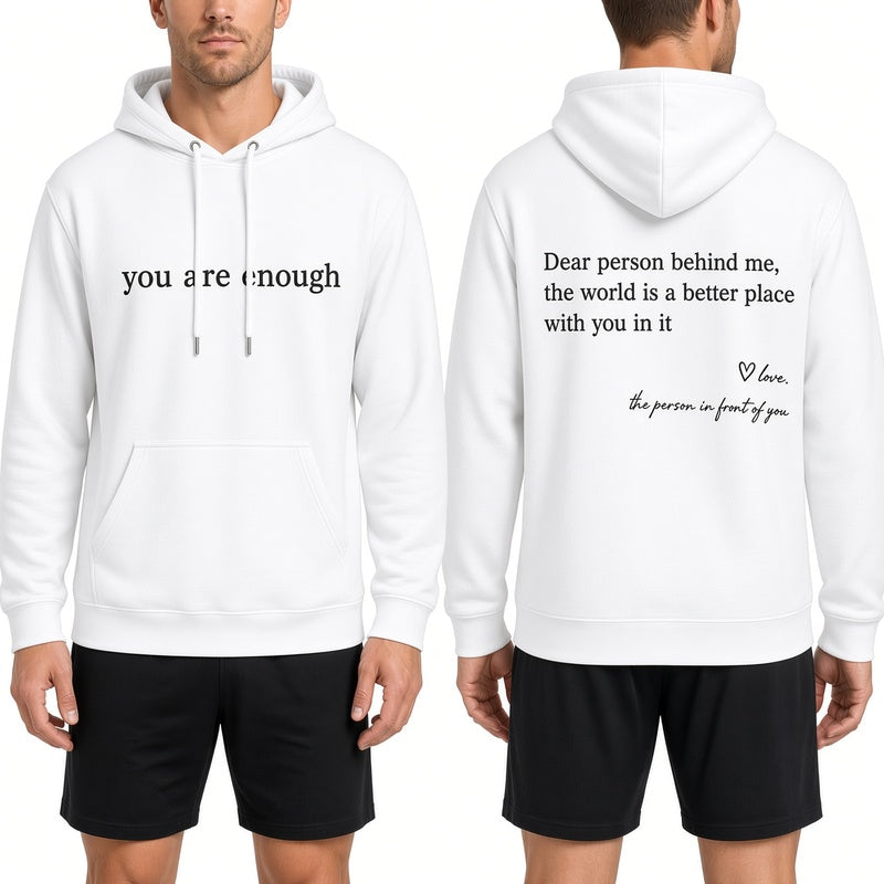 Dual Side Inspirational Print Hooded Sweater