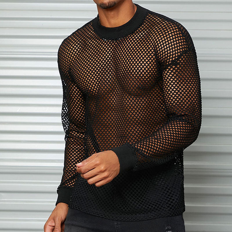 Long-sleeve mesh cutout base layer