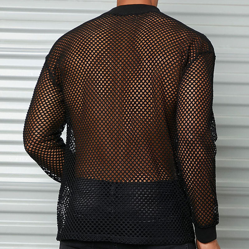 Long-sleeve mesh cutout base layer