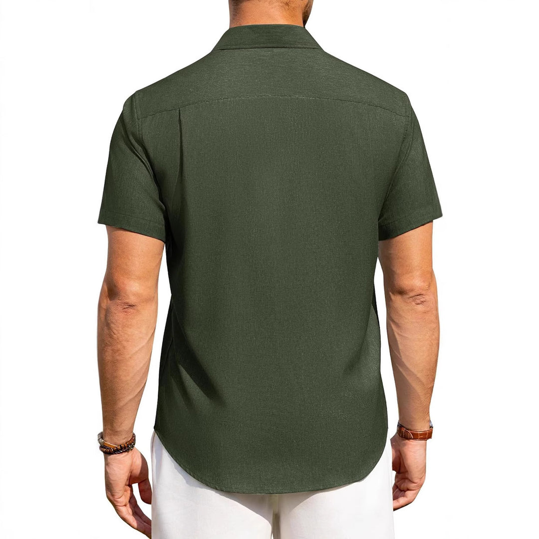 Casual linen button-down wrinkle-free short-sleeved shirt