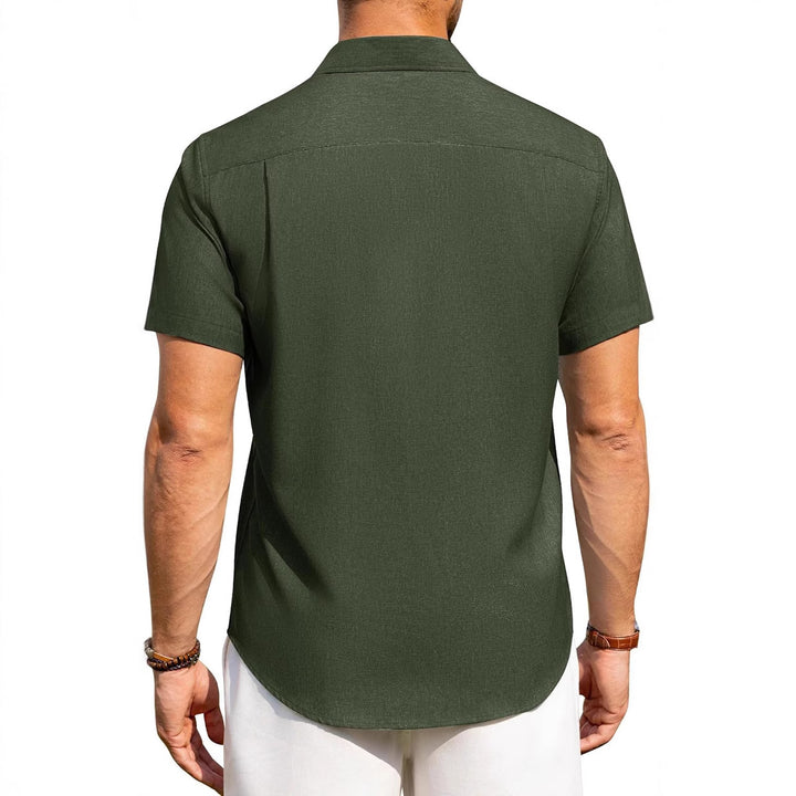 Casual linen button-down wrinkle-free short-sleeved shirt