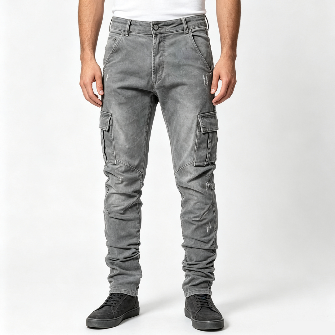 Men Stacked Cargo Skinny Jeans