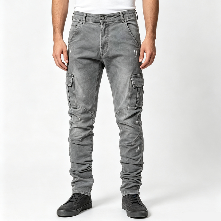 Men Stacked Cargo Skinny Jeans