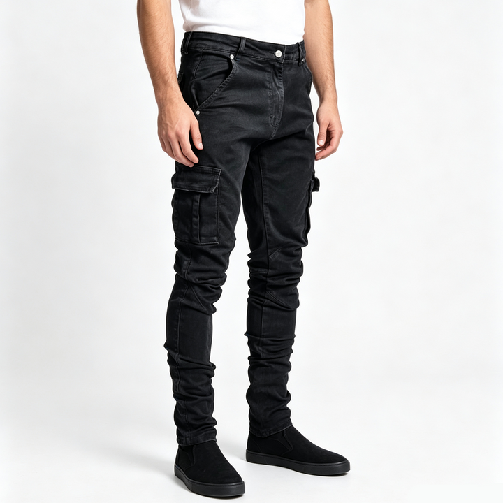 Men Stacked Cargo Skinny Jeans