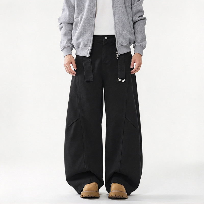American retro loose-fitting curved trousers