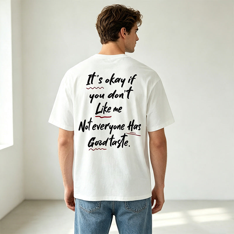 Fun retro satirical quote print casual crew neck short-sleeved T-shirt